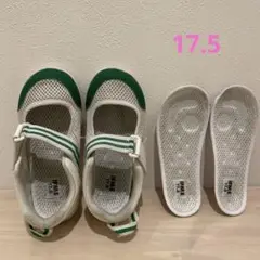 IFME 上履き 17.5cm ホワイト/グリーン