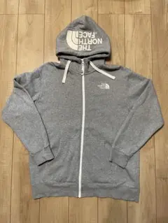 【美品】ノースフェイス フルジップパーカー グレー XL ビッグロゴ