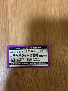 駐車券 P3 11/14 テゲバジャーロ宮崎戦