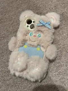 可愛いピンクのくまちゃんのぬいぐるみ風iPhone13ケース