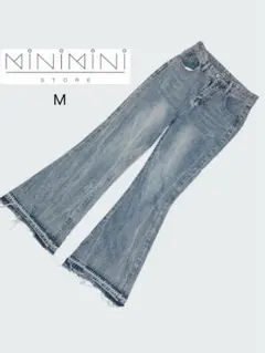 フレアデニム ワイドパンツ ハイウエスト 美脚 韓国 M 脚長