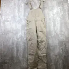 ベージュのオーバーオール　シンプル　L　サロペット