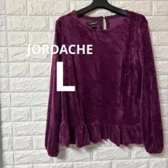 JORDACHE 紫色 フリル裾 トップス 【L】　長袖　コードゥロイ　あったか