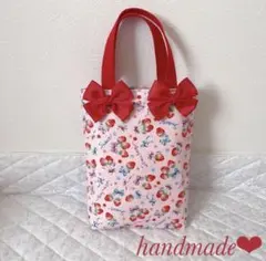上靴袋.上靴入れ♡いちごチェック柄 現品限り‼︎ 女の子入園入学準備品