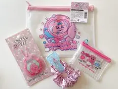 おぱんちゅうさぎ ポーチ 缶バッジ&カバーセット、シュシュ 4点セット