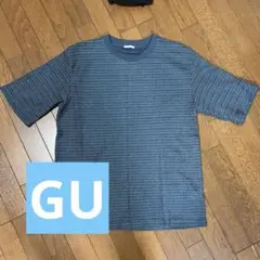 メッシュ編みブルーTシャツ Lサイズ