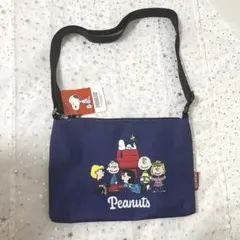 PEANUTS ショルダーバッグ薄型 (ブルー)