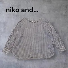 niko and... 長袖シャツ ストライプ 青 プルオーバー 綿100% L