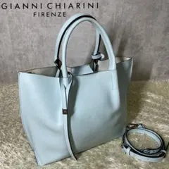 希少 GIANNI CHIARINI トゥエンティ 2wayトート Lブルー