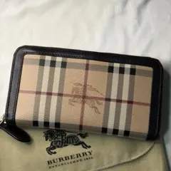 【美品】BURBERRY バーバリー ノバチェック ホースロゴ 長財布 ブラック