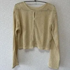 透かし編みカーディガン イエロー フリーサイズ