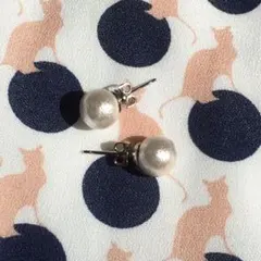 コットンパール一粒ピアス