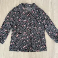 花柄グレー長袖シャツ　ジャケット
