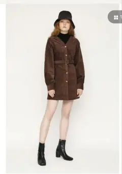 SLY RICE COLE V/N SH ブラウン ミニワンピ ベルト付き