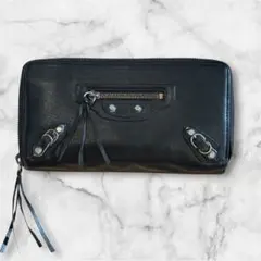 バレンシアガ　ブラックレザー 長財布