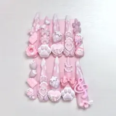 ネイルチップ ロング 量産型 地雷系 オーダー 平成女児 いちご バレンタイン