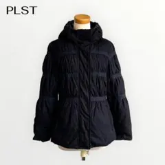 美品♪PLST プラステ ショールカラーダウンジャケット L ブラック黒 洗える 美品♪PLST プラステ ショールカラーダウンジャケット L