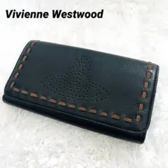 Vivienne Westwood パンチングオーブ 長財布 レザー 黒のサムネイル