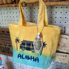 Hawaiian✨️ぷっくりバスバッグチャーム付手染めミニトートバッグ✨️のサムネイル