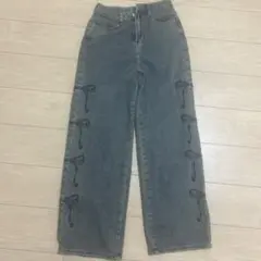 デニムパンツリボン