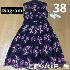 Diagramの花柄刺繍 ノースリーブワンピース ブラック 未使用品38