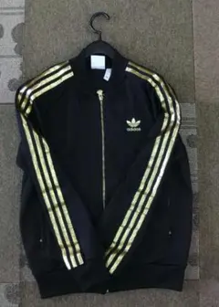 アディダス トラックジャケット ジャージ ブラックX ゴールド