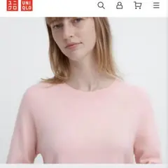 UNIQLO 3Dカシミヤクルーネックセーター ピンク M