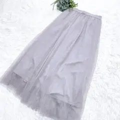 【ジーユー】GU チュール プリーツ ロングスカート ウエストゴム S