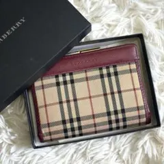 BURBERRY バーバリー 二つ折り財布 ノバチェック ボルドー