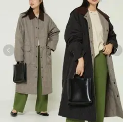 フリークスストア　リバーシブルキルトチェックロングコート　　ニコアンド　coen
