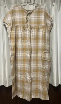 Samansa Mos2 チェック柄 半袖ロングワンピース