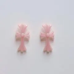 クロスパーツ ピンク クロム 十字架 ネイルパーツ 2個セット