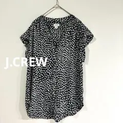 J.CREW ジェイクルー ドット柄 半袖ブラウス XS モノトーン 総柄のサムネイル