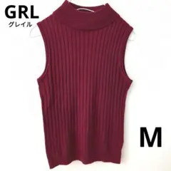 赤　ニット　セーター　ベスト　M　GRL