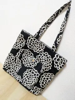 ハンドメイド【358A】バッグ トートバッグ エコバッグ　北欧　花柄　ダリア