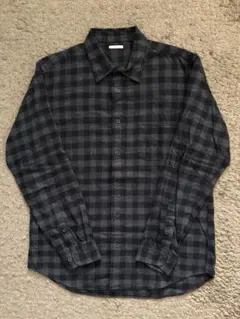 ★美品★GU フランネルシャツ　L　ブロックチェック　黒　ジーユー