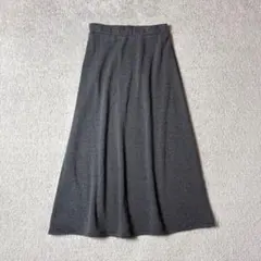 裏起毛ロングスカート　マキシ丈　ウエストゴム　フレア　グレー　防寒