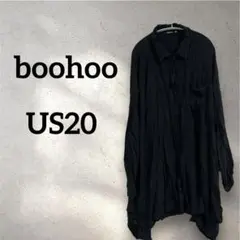 boohoo 【US20】長袖 ロングシャツ ブラック