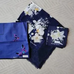 HANAÉ MORI 花柄ハンカチ ネイビーセット