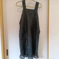 黒 レース エプロン オーバーオールスタイル