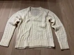 mystery woman ホワイト Vネック ニットセーター