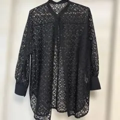美品✨ ブラック レースシャツ