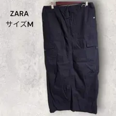 ザラ ロングスカート 黒 ウエストゴム サイドポケット付き 綿100%