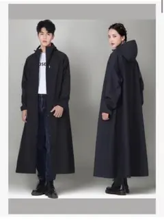 レインコート、自転車用、バックパック対応、ポンチョ、ポケット付き Lサイズ