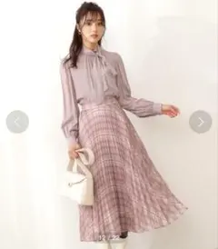 【値下げ】プロポーションボディドレッシング　チェック柄 プリーツロングスカート
