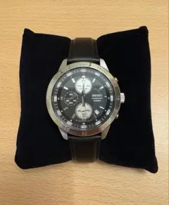 【美品】SEIKO CHRONOGRAPH クオーツ　海外モデル　革ベルト