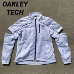 オークリー デタッチャブル　スカル　ロゴ刺繍　ナイロンジャケット　テック　M
