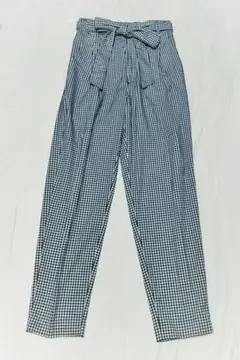 LOWRYS FARM 黒×白 ギンガムチェック テーパード パンツ M
