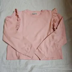 【中古品】ZARA フリル付き長袖スウェット Lサイズ ピンク