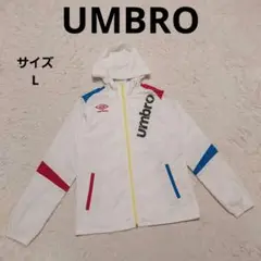 アンブロ ウインドジャケット L レディース 白 赤 青 スポーティ裏起毛